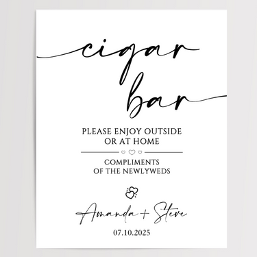 Cigar Bar Printed Wedding Signs